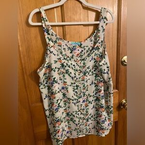 Floral Sleeveless Blouse in Cream Floral